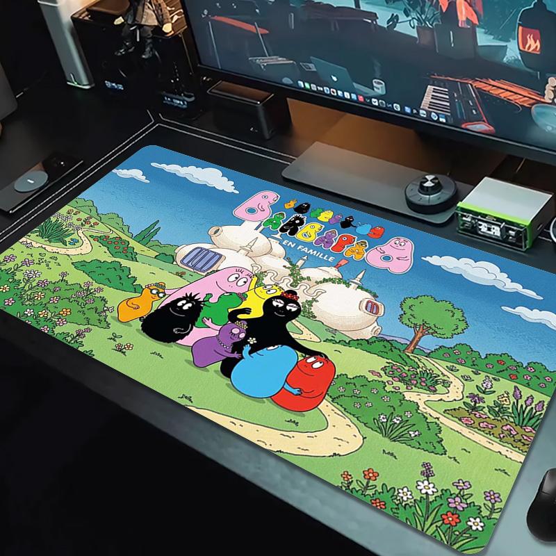 Barbapapa Color Mouse Pad Large Gaming Table Cushion Non-slip Laptop Tablet Big Mousepad XXL Mat Mini PC Playmat With Lock edge