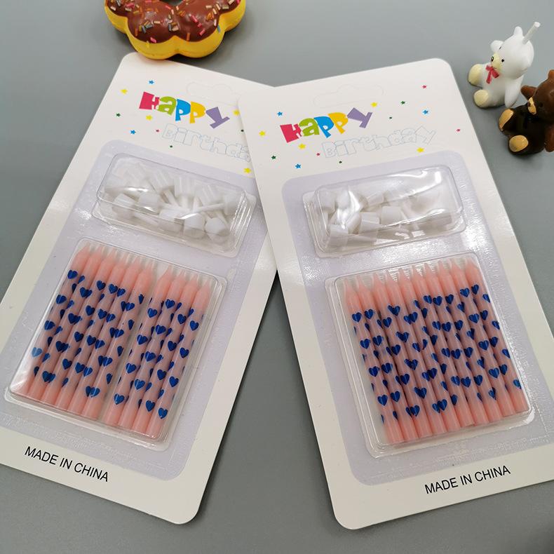 Children's Creative Colorful Cake Decoration Candles Baking Materials Printing Love Shape Pattern Confession Birthday Candles