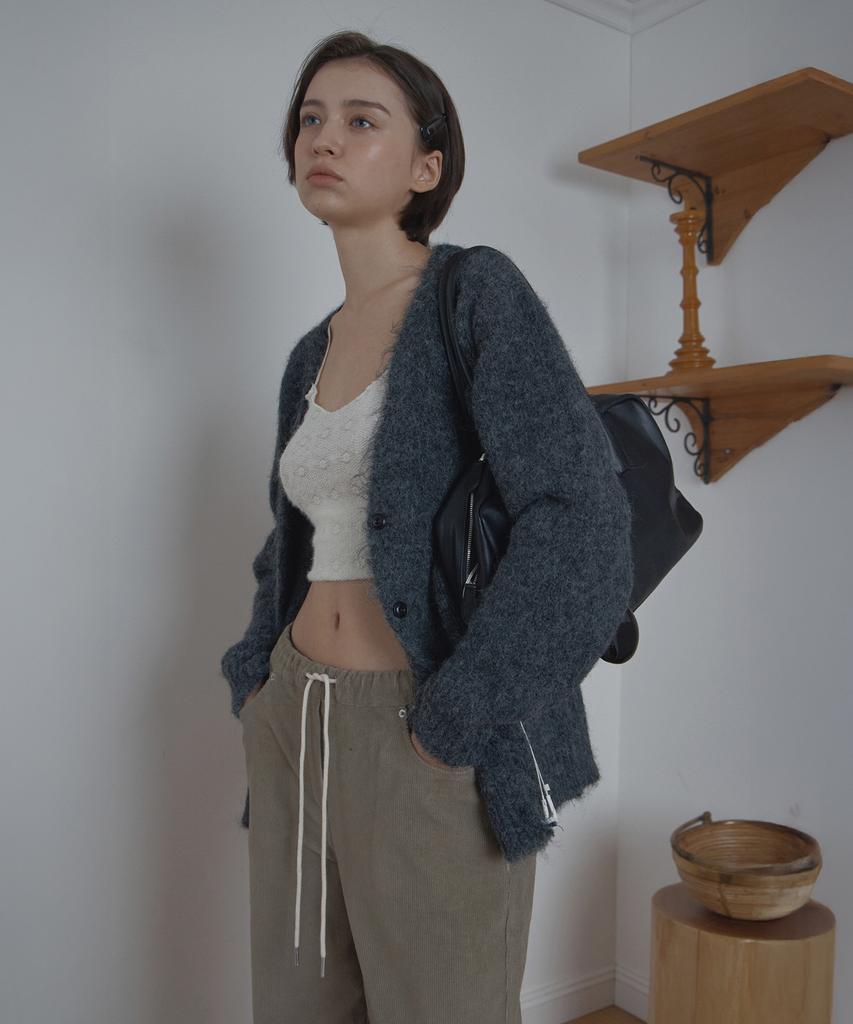 Poetseoul Hairy Over Cardigan_Charcoal