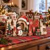 Reusable Christmas Fireplace Accents Wooden Table Decor, Vintage Centerpiece, Rustic HOME Letter Sign with Entryway Display Items Snowman Bird