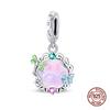 Copper Pink Zircon Heartbeat Charms Beads Fit Pandachoriginal Bracelets Diy Fine Jewelry Valentine'S Day Gifts