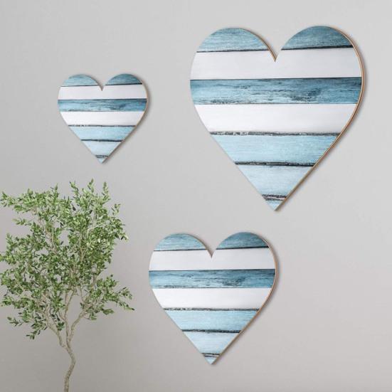 3 Pcs Wooden Heart Wall Decor Vintage Heart Shaped Wall Sign Rustic Hanging Love Plaque for Kitchen Bedroom Bathroom Living Room Farmhouse Decor