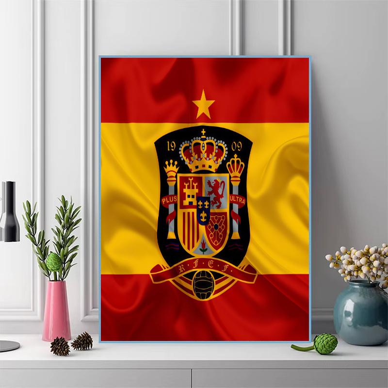 Spain national football logo Pattern 3pcs 100% Round Full Drill 5D DIY Diamond Painting Embroidery Cross Stitch Rhinestone Décor