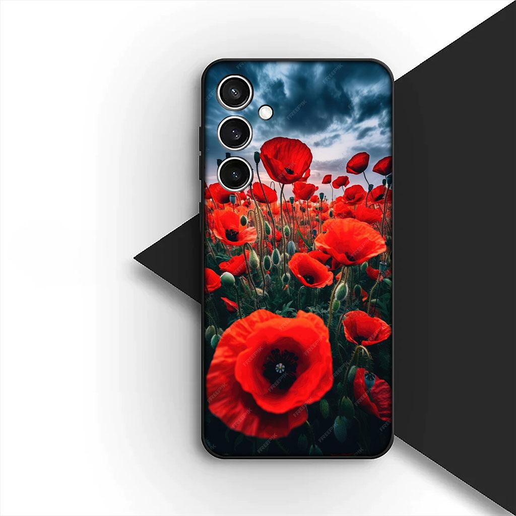 Cover Red Rose Flower Elegant Bloom Pink Peony Phone Case for Samsung Galaxy S25 S24 S23 FE Ultra Plus S7 Edge S25+ S23+ A56 5G