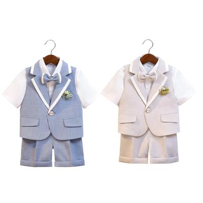 Jungen Sommer Weste Kleid Anzug Kinder Moderator Klavieraufführung Fotografie Geburtstagsparty Kostüm Kinder Weste Shorts Outfit