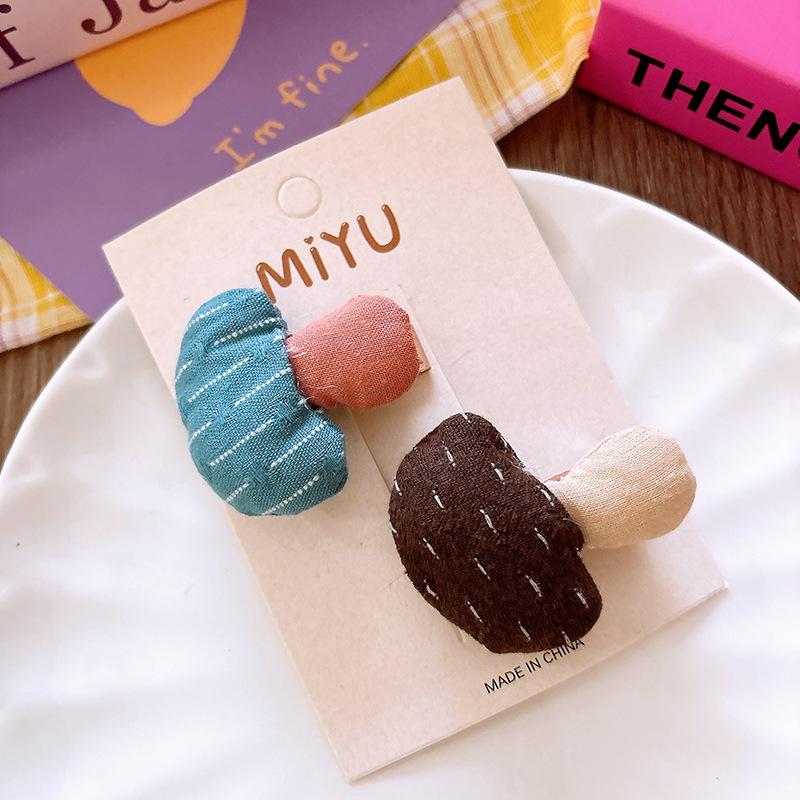 Urocze materiałowe grzybki spinki do włosów gumka pierścionek dla dzieci dziewczynek klips do włosów opaska spinka akcesoria wsuwka nakrycie głowy