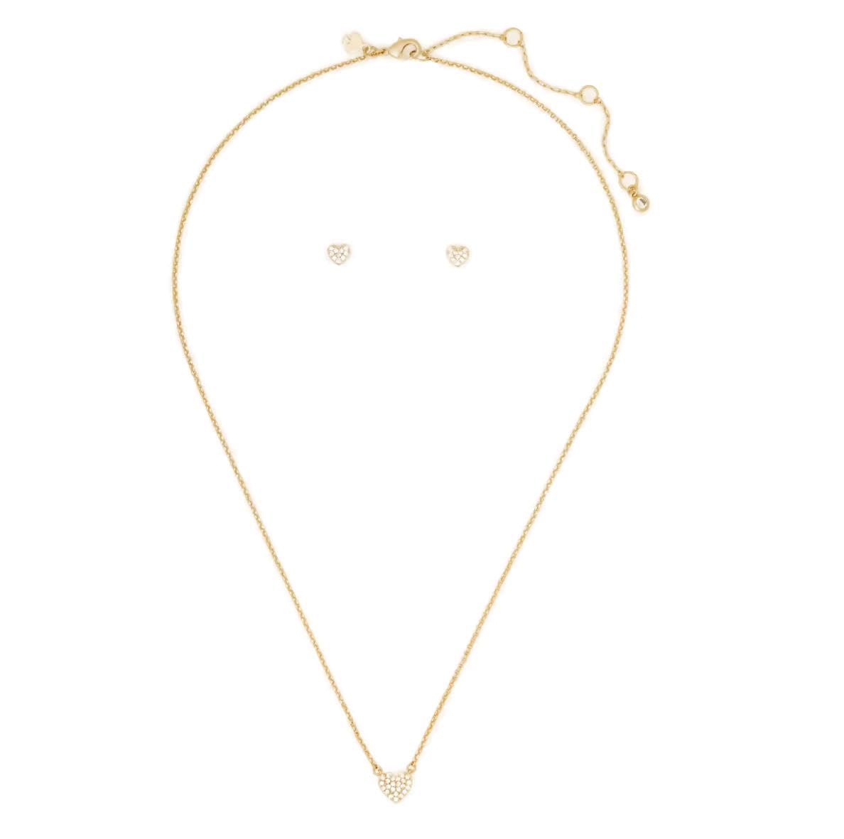 

Kate Spade New York Earrings and Necklace Gift Set in Cubic No Precious Box, Zirconia, Stones, Clear/Gold