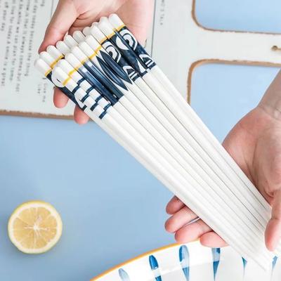 1 Par Palillos Japoneses de Cerámica Azules y Blancos Porcelana de Hueso Largos para Sushi Palillos Domésticos