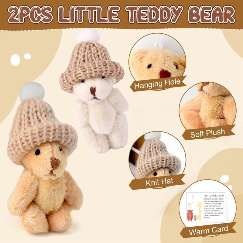 Handmade Mini Plush Little Pocket Bear Gift Box Set Worry Bear Comes With Motivational Cards And Friendship Gifts