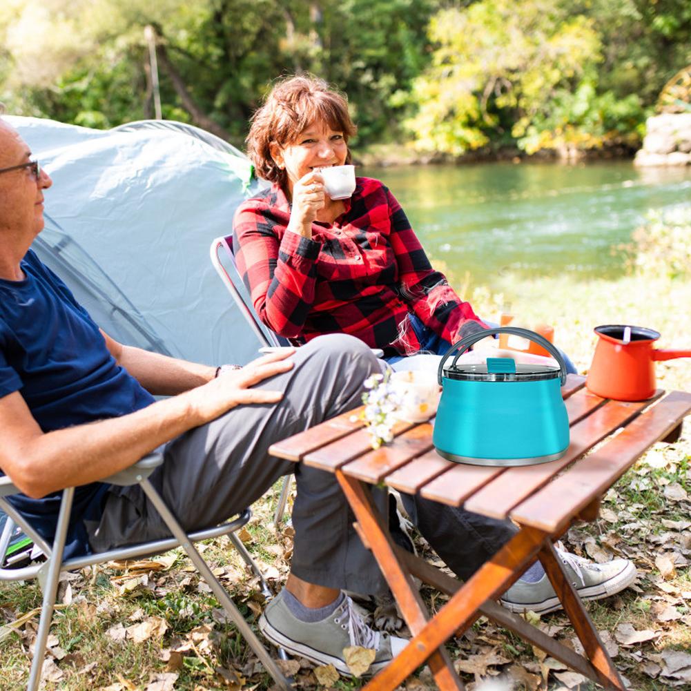 Portable Silicone Folding Kettle, Camping Tea Kettle and Coffee Pot, Foldable Mini Boiling Kettle for Hiking Supplies