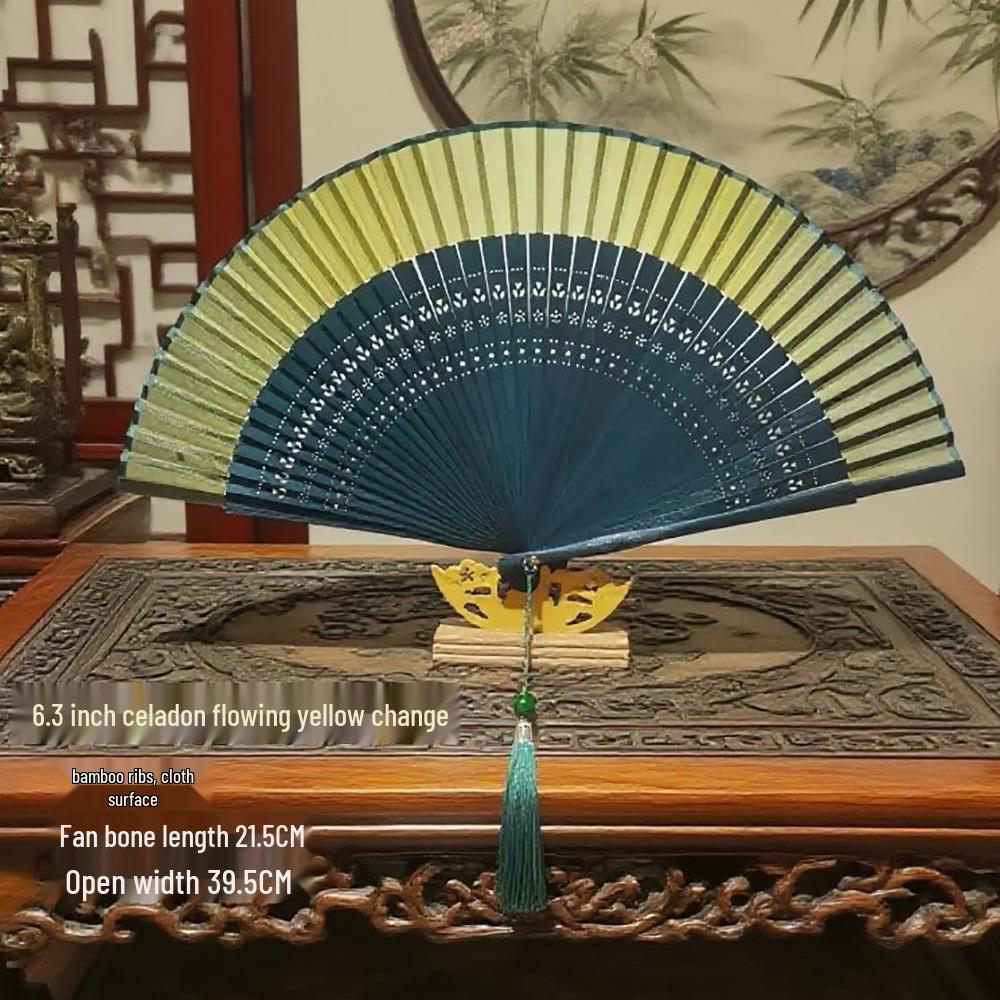 Classic Black Bamboo Folding Fan - Chinese Style Mosquito Repellent for a Cool Summer Breeze