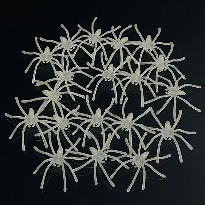 10Pcs Party DIY Decoration Halloween Luminous Rubber Fake Spider Plastic Figure Prank Funny Toy Home Party Decoration Gift