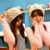 Women's Winter Knit Crochet Braided Cat Ears Beret Beanie Ski Knitted Hat Cap