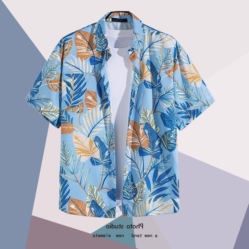 Summer Beach Floral Men'S And Women'S Thin Shirts Trendy Hawaiian Port Style Loose Tie-Dye Short-Sleeved Couple Shirts