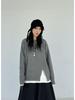 Becabeau Women's Winter Loose Knit Sweater, Plus Size, Korean Casual Style, Split Design, Crew Neck