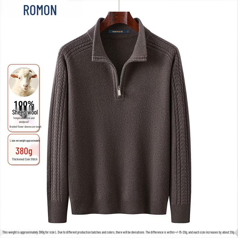 ROMON Men's Half-Zip Wool Blend Sweater