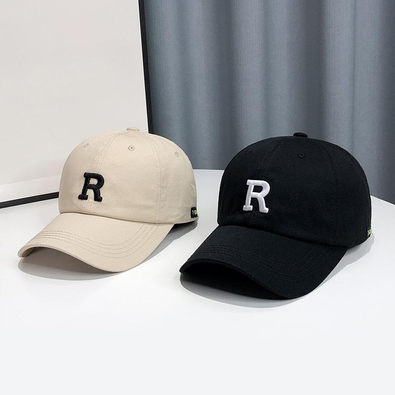 Hat Women's Face Showing Small Baseball Cap Korean Style Trendy Embroidered Letters R Mark Baseball Cap Men