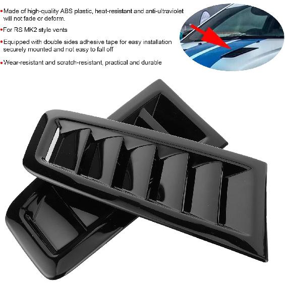 Hood Vents, 2Pcs Universal Car Hood Vent Wear Bonnet Vents Practical Engine Hood Vents for Focus RS MK2 (Glossy Black)