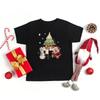 Christmas Tree and Santa Claus Printed Kids T-shirt Christmas Toddler Round Neck Tops Xmas Holiday Short Sleeve Tee Outfits