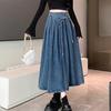 Women's Retro Strappy Denim A-Line Skirt - High-Waist, Slim Fit, Mid-Length - New Spring Style