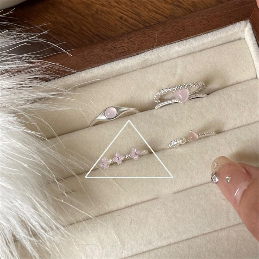 Over 120 Styles Korean style zircon diamond ring women's 925 sterling silver spring and summer niche light luxury high-end index finger ring open ring
