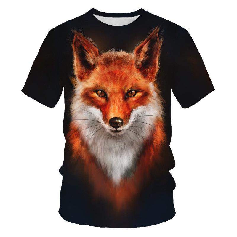 

New 3D Printed T-shirt for Men s Short Sleeved Animal Fox Print T-shirt S