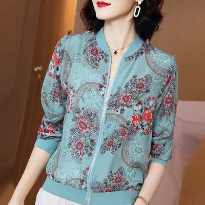 Chiffonjacke Damenmode Koreanische Version Lose Sommer Sonnencreme Langarm Reißverschluss Baseballuniform Dünnes Top Mode Damenbekleidung