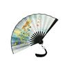 8inch Folding Fans with Chinese Style, Traditional Design, Double-Sided Silk Fabric, 18-Panel Color Printing, Suitable for Men and Women, Hanfu