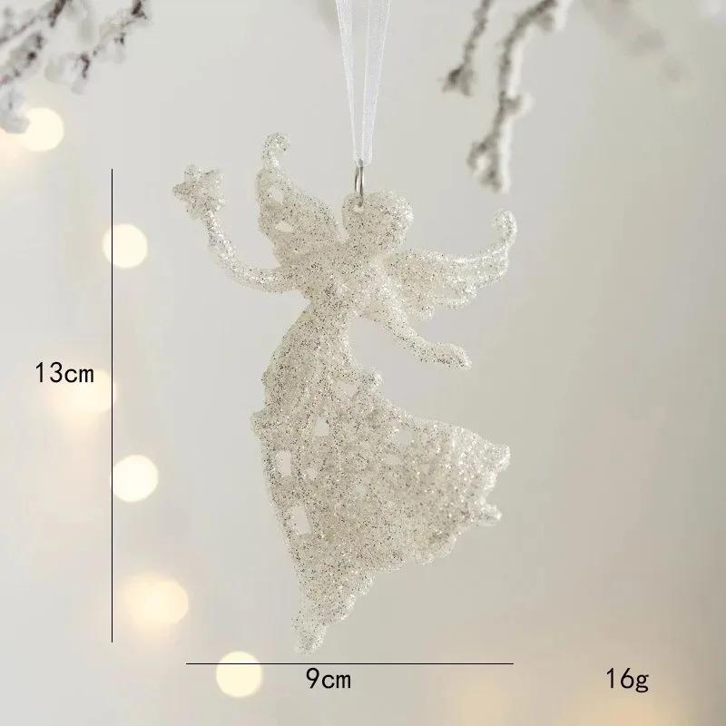 12x11CM 1 Stück Weihnachtsbaum Anhänger Weihnachtsdekoration Glitzer Stern Elch Engel Weihnachtsgeschenk für Heimparty 2025 Neues Jahr Navidad