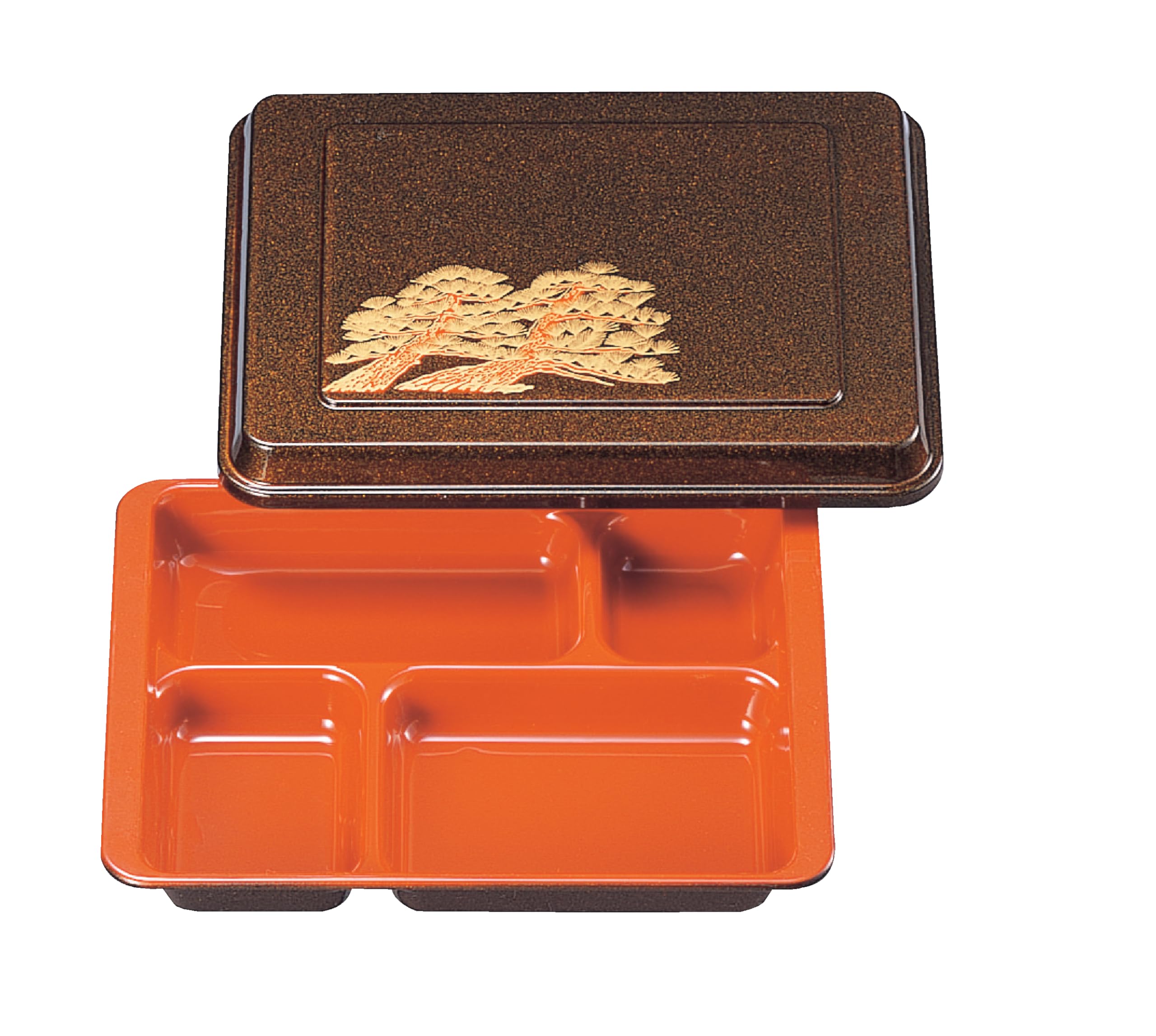 Лакерная посуда Вакаидзуми Новое блюдо для ланча Сосна Красный контейнер, Отделка под грушевую кожу, Двухцветный дизайн, Интерьер, 1-417-1