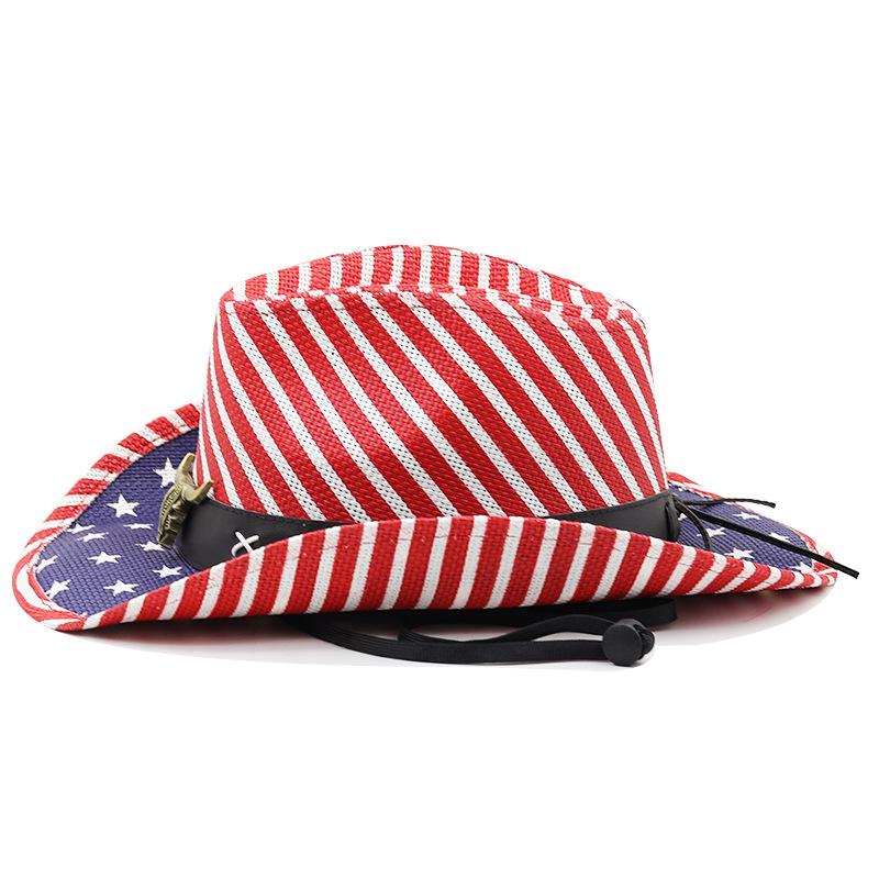 American flag western panama cowboy usa hat sailor dance top hat personality prairie star jazz hat