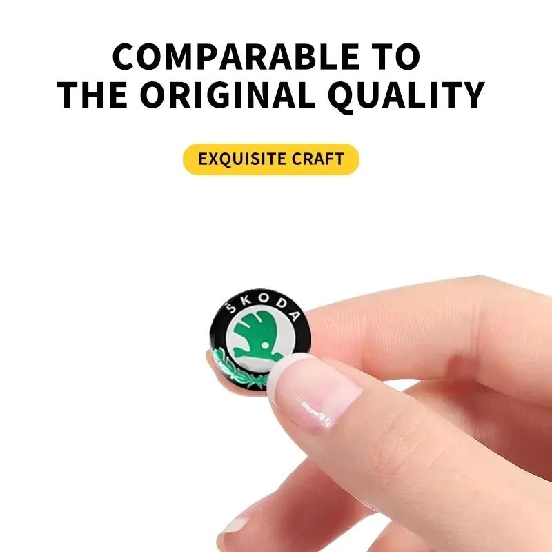 Uljcp0 10mm Adesivo per Chiave Auto con Telecomando Emblema in Alluminio Decalcomania Per Skoda Enyaq A7 Octavia Kodiaq Fabia Superb Rapid Kamiq Karoq Derivati Yeti