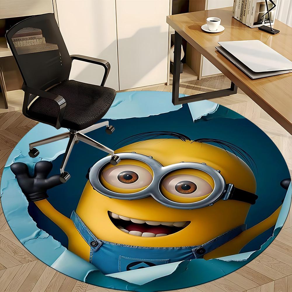 1pcMinion Office Round Area Rug, Indoor Mat Suitable For Office, Bedroom Living Room Home Decor, Room Deco,  Offic A0928110