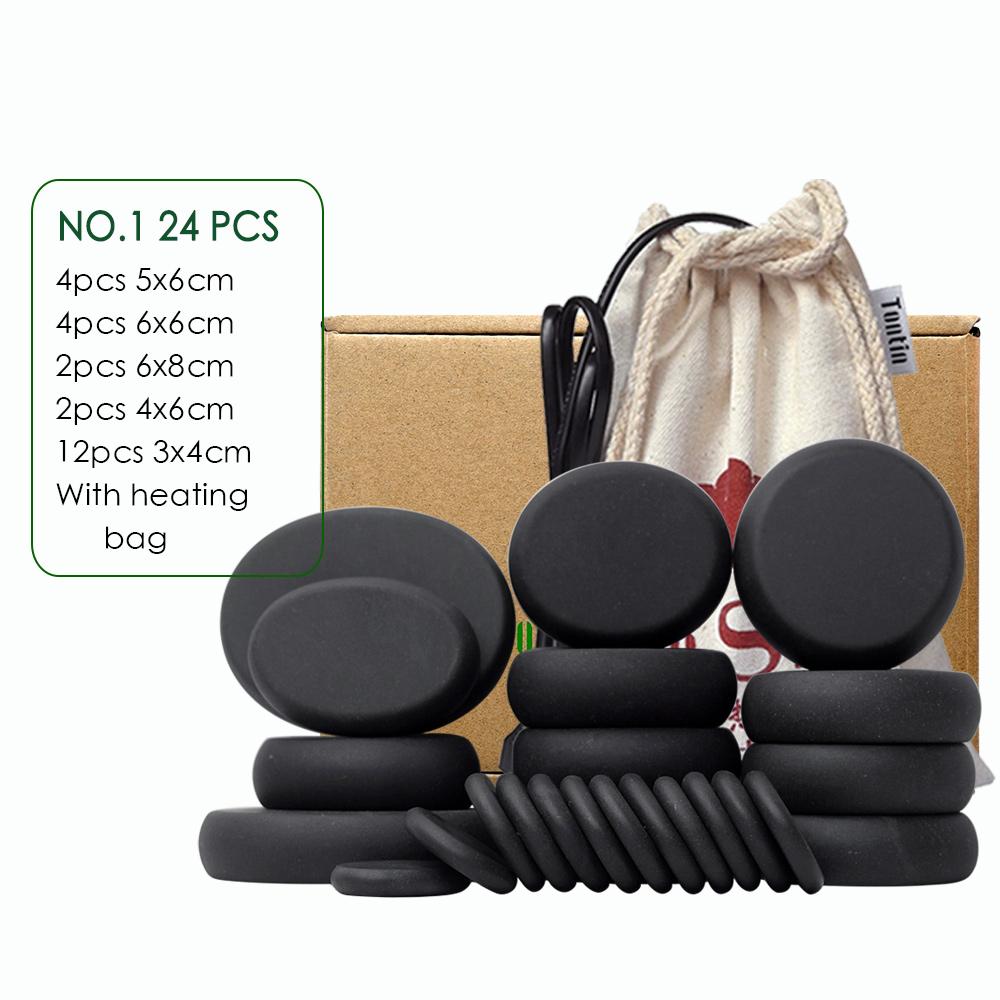 

Tontin 24 шт./компл. массажный набор с горячими камнями, спа-массажные камни, массажер для ухода за нефритом, базальтовый камень, салон красоты, уход за здоровьем, лава рош 1set（NO.1 with heater）