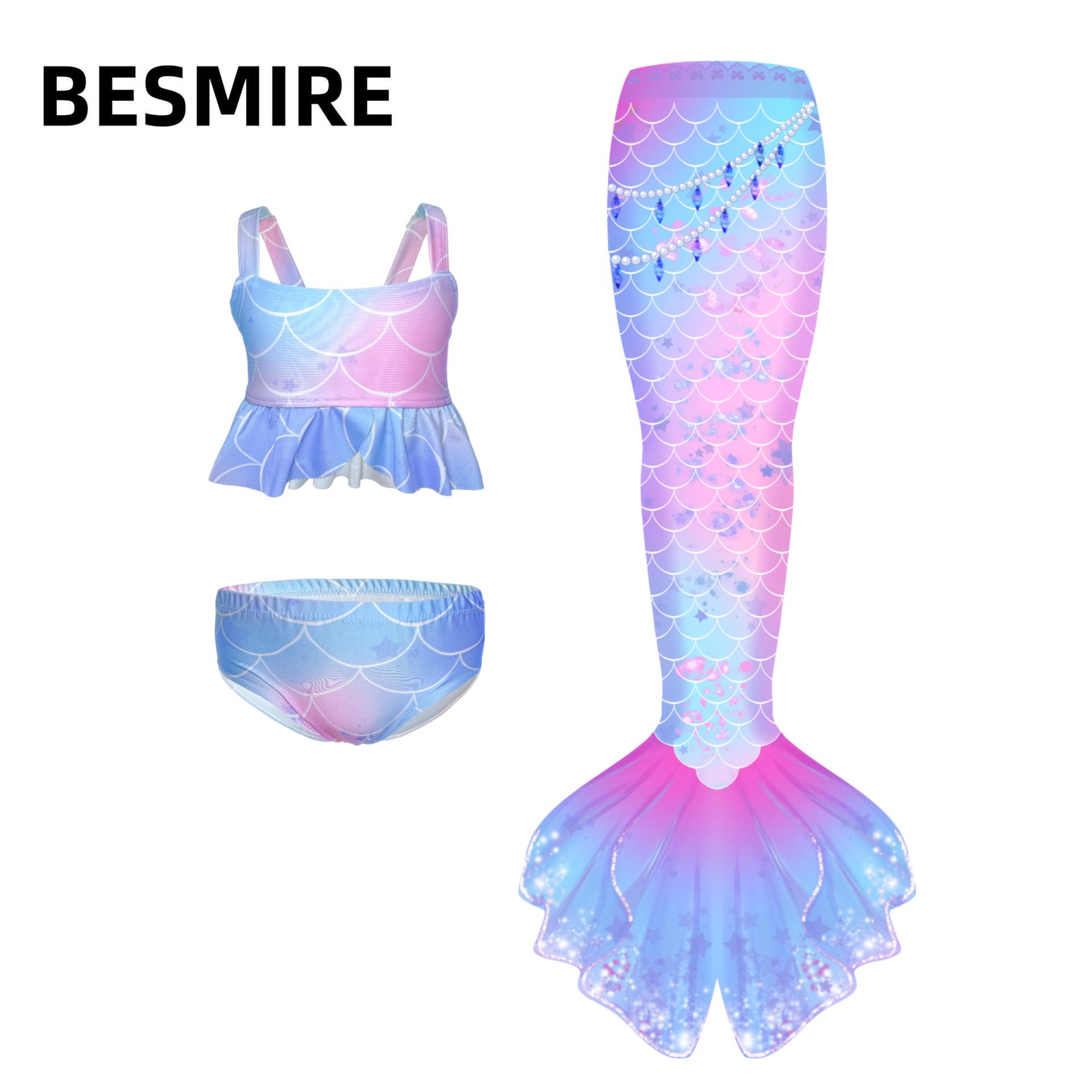 Girls  Mermaid Bikini Set: Princess Swimsuit  Performance Costume (Small, Medium, Large) 130
