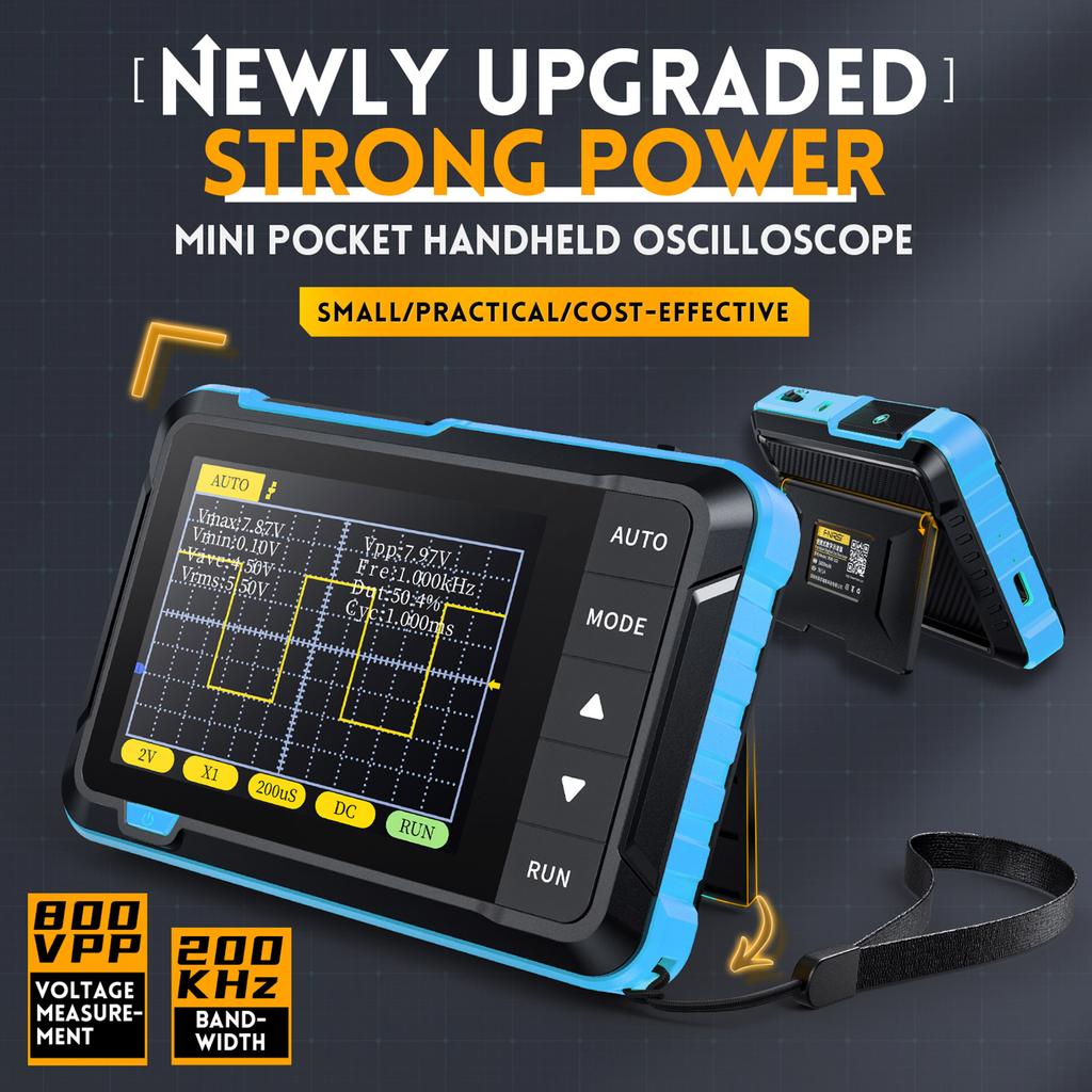 DSO152 Mini Handheld Oscilloscope Lightweight and Durable ABS Material x10±400v (800VPP) Voltage-Measurement Capacity