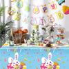 VitalCozy 3 Pcs Easter Tablecloth 54 x 108 Inch Spring Easter Table Cover Disposable Plastic Tablecloths Rectangle Table Cloth for Indoor Outdoor