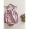 2025 Summer New Floral Print Sleeveless Romper for Baby Girls, Thin Summer Style Strap Bodysuit