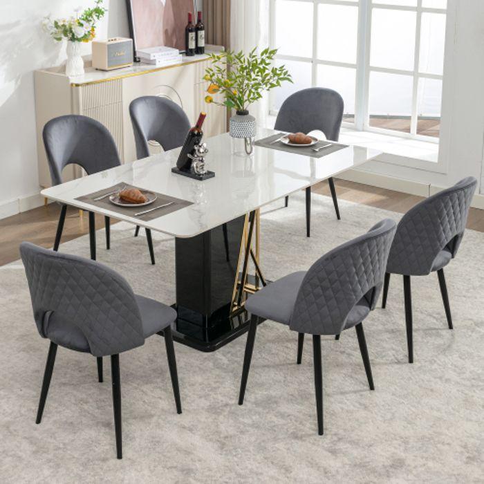 Chaises de salle à manger - MUVOE - Design - Velours - Pieds réglables - Lot de 6