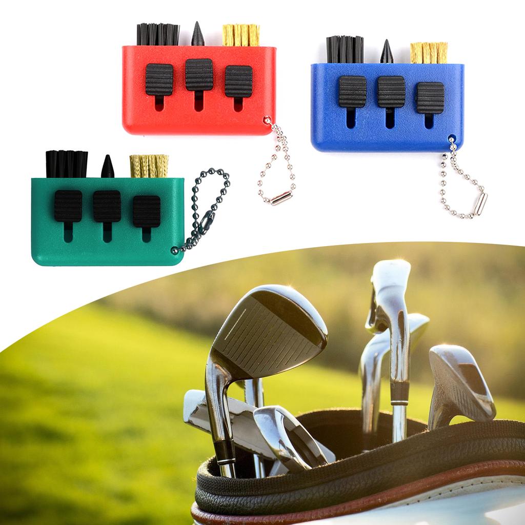 Brosse 3 en 1 pour voiturette de golf avec affûteur de rainures de golf Outil de nettoyage rétractable pour club de golf pour les passionnés de golf