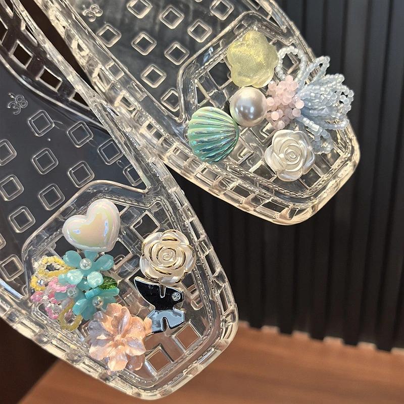 Set - Bead Flower Pearl Bow Sequin Charms DIY Detachable Fashion Crystal Shoe Decorations Accessories for Shoes 1 Complete Kit