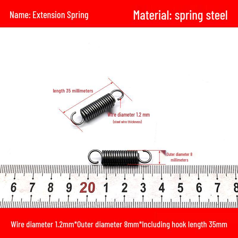 1.2mm Wire Extension Spring with Hook - Soft Tensile Force Spring Accessory