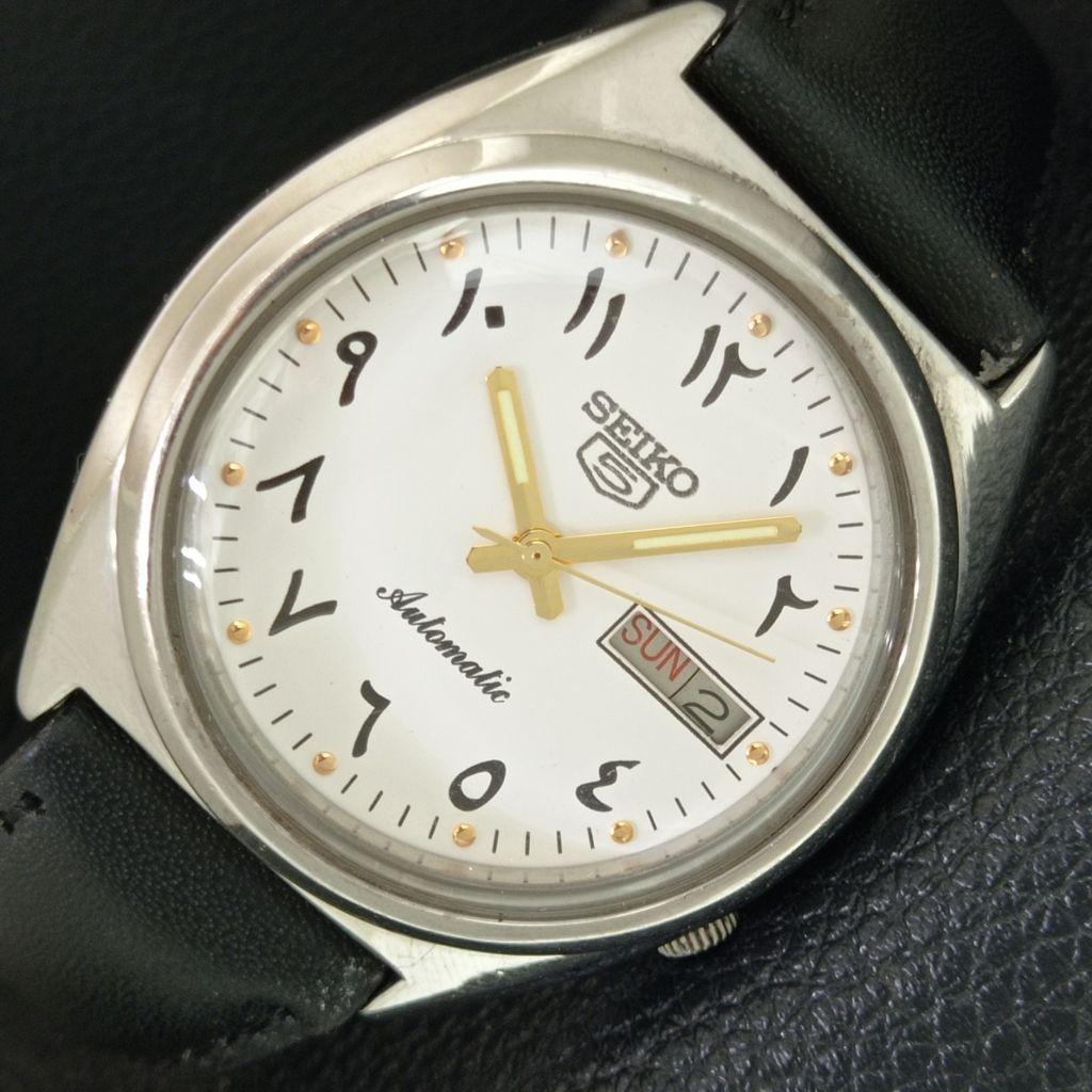 ЯПОНСКИЕ ВИНТАЖНЫЕ АВТОМАТИЧЕСКИЕ МУЖСКИЕ ЧАСЫ SEIKO 5 БЕЛОГО ЦВЕТА a706828-1