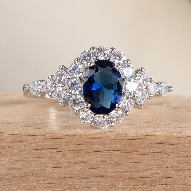 BELLA BOX Dark Blue Series Charms Female Finger Rings Luxury Engagement Party Rings For Bride Shiny Brillaint Zircon Jewelry