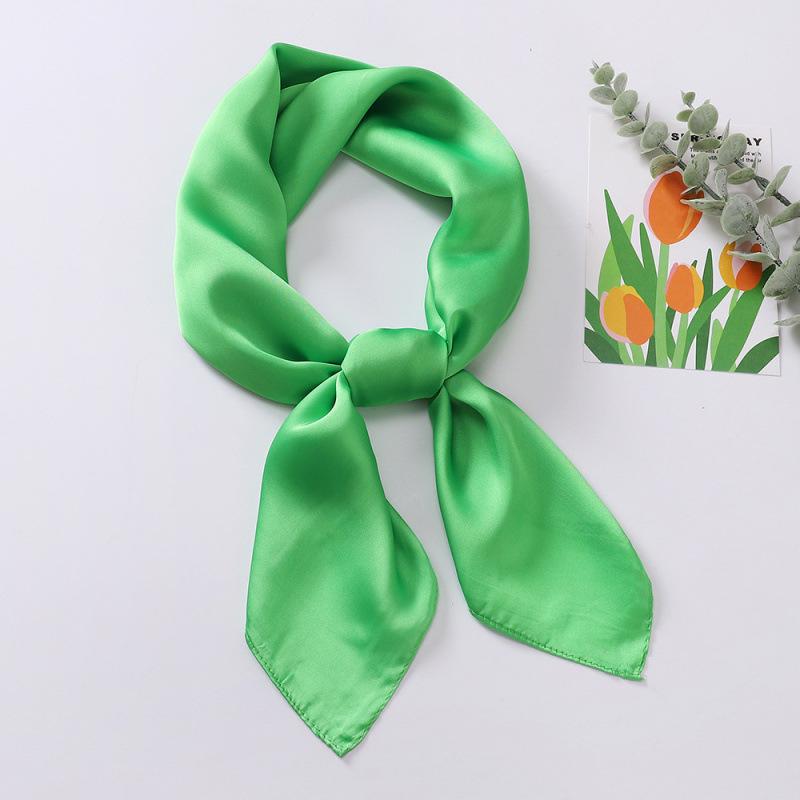 Dopamine Color Silk Scarf: Women's Solid Small Square Neckerchief & Headband