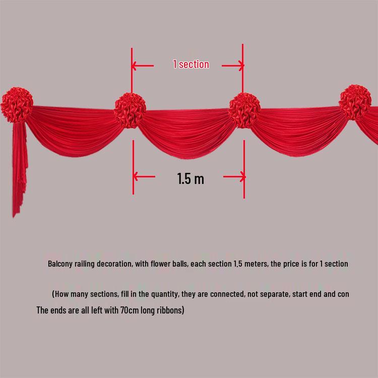 Satin Cloth Red Flower Arrangement for Staircase & Balcony Decor - Fade Resistant
