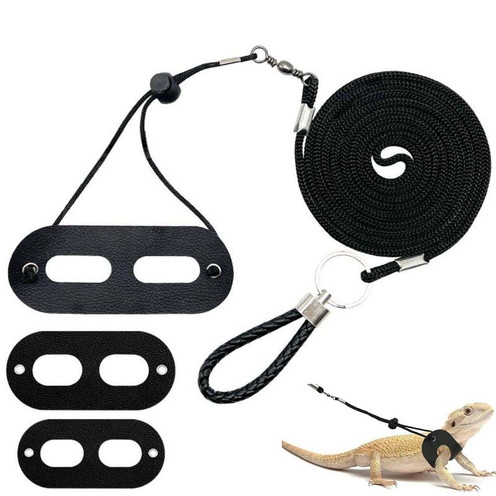 3 Pack Adjustable Bearded Dragon Leash Harness Set Escape-Proof Lizard Leash  Small Animal Pets