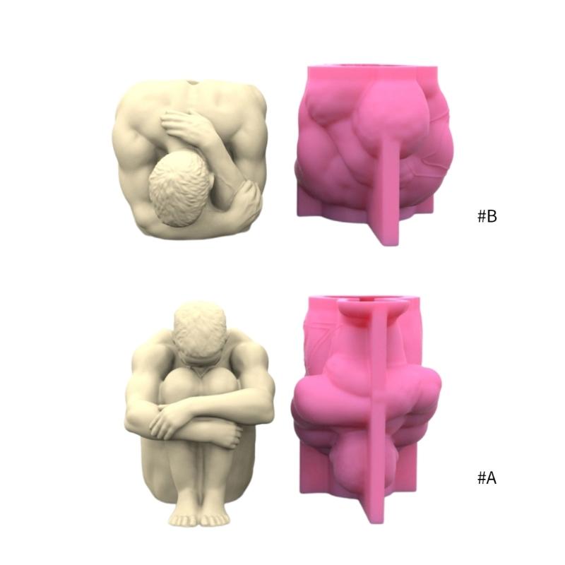 Candles Holder Resin Mold,Gypsum Flower Pot Silicone Molds Yoga-man Epoxy Resin Casting Mold for DIY Jewelry Storage Box