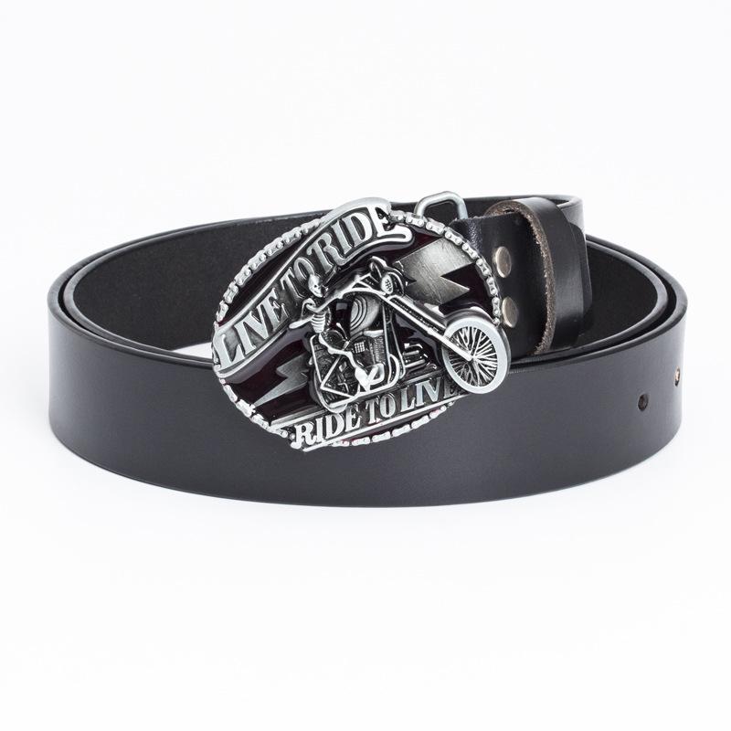 Skull Motorcycle Belt: European & American Men's Casual Trend