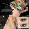 Herorange Green Eyeshadow Palette with Sparkling Multi-Color Pearlescent Colors, Glossy Pink, Everyday Light Makeup, Blue